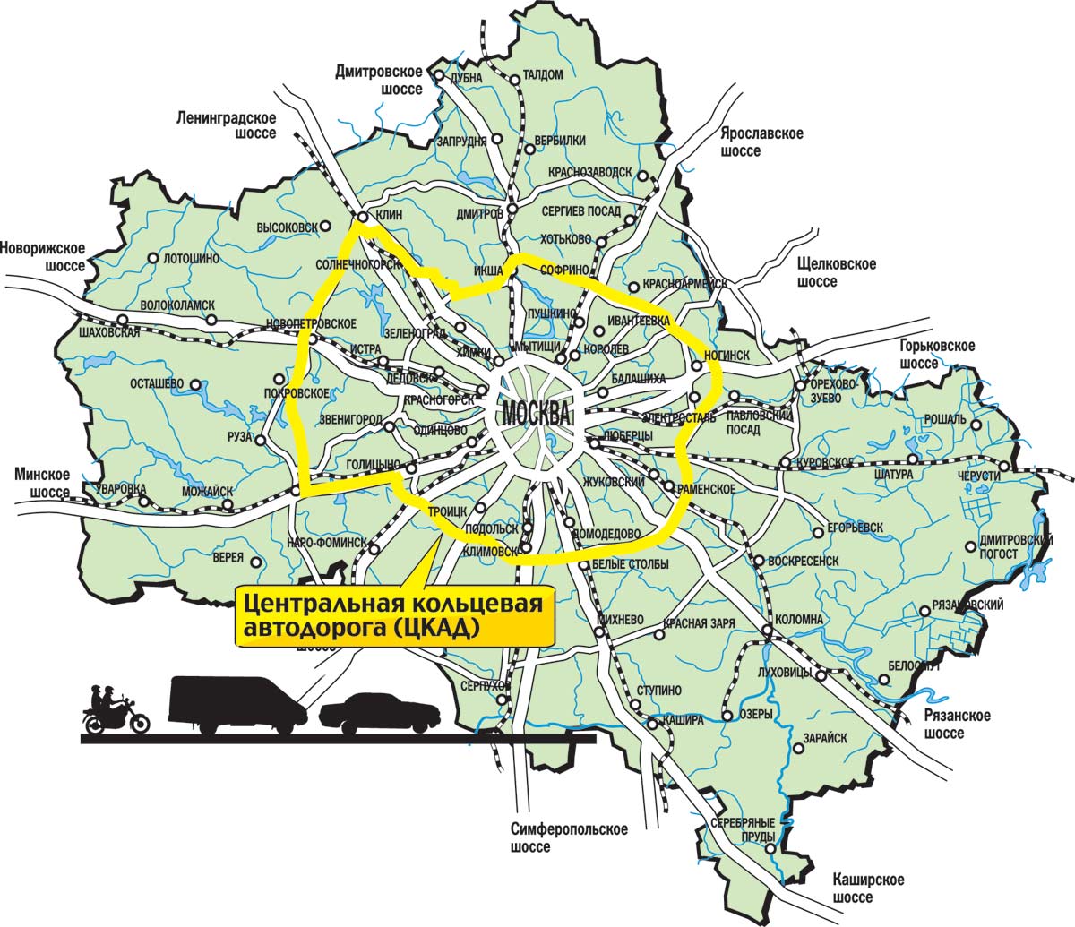 Карта дороги ЦКАД Московской области